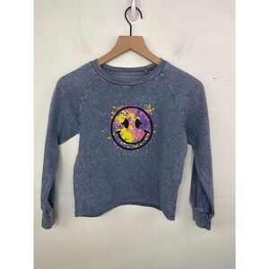 Madden Girl Blue Tie-Dye Smiley Graphic Sweatshirt Girls size 10 Large